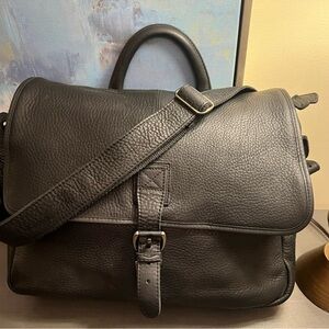 Vintage Leather LL Bean Messenger Bag Briefcase Shoulder Strap Black